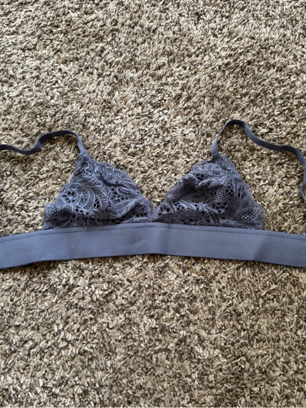 Lace Triangle Bralette in mauve purple